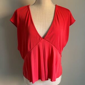 V Neck Short Sleeve Flowy Top Pink